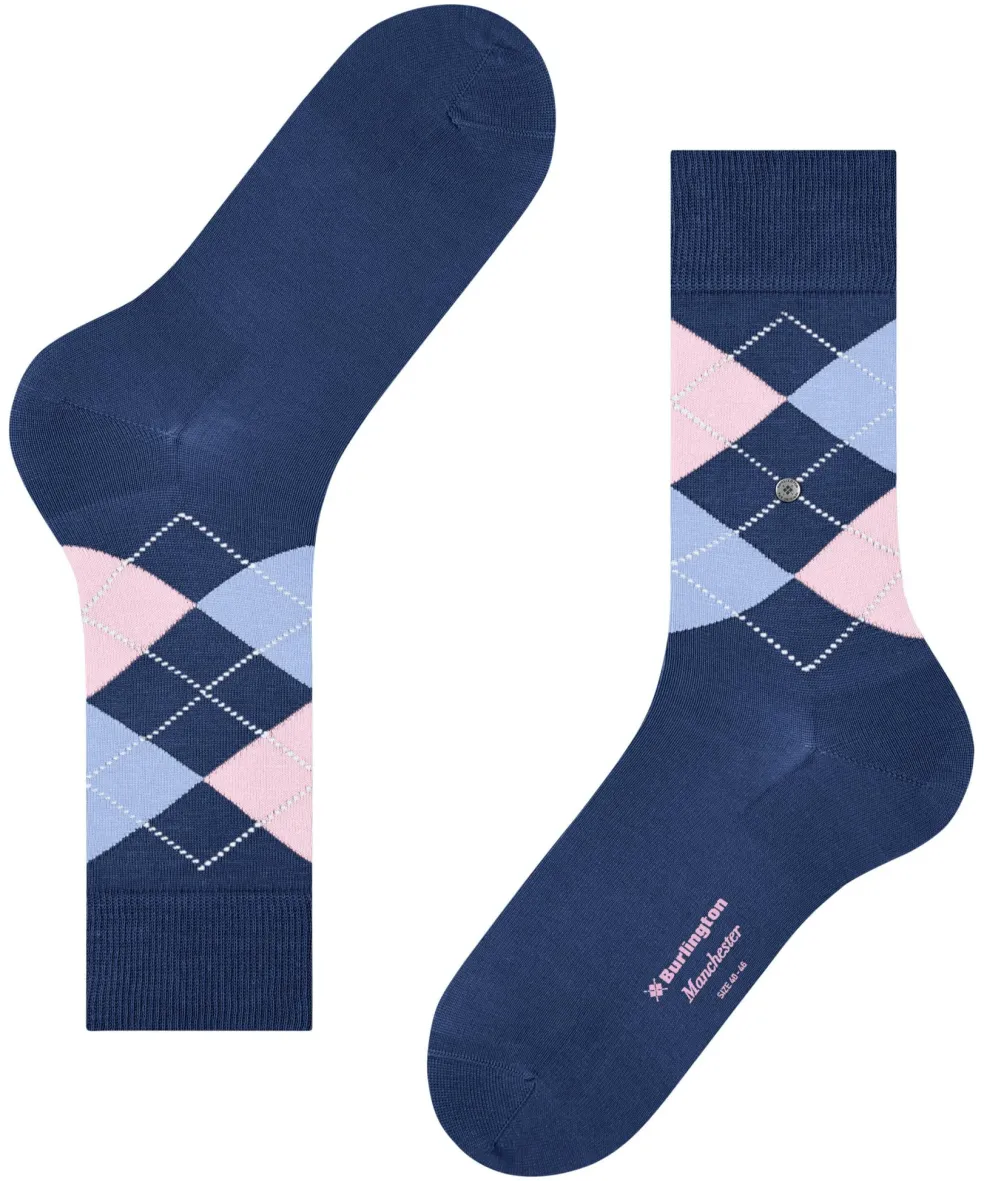 Burlington Manchester herensokken, blauw (night blue)
