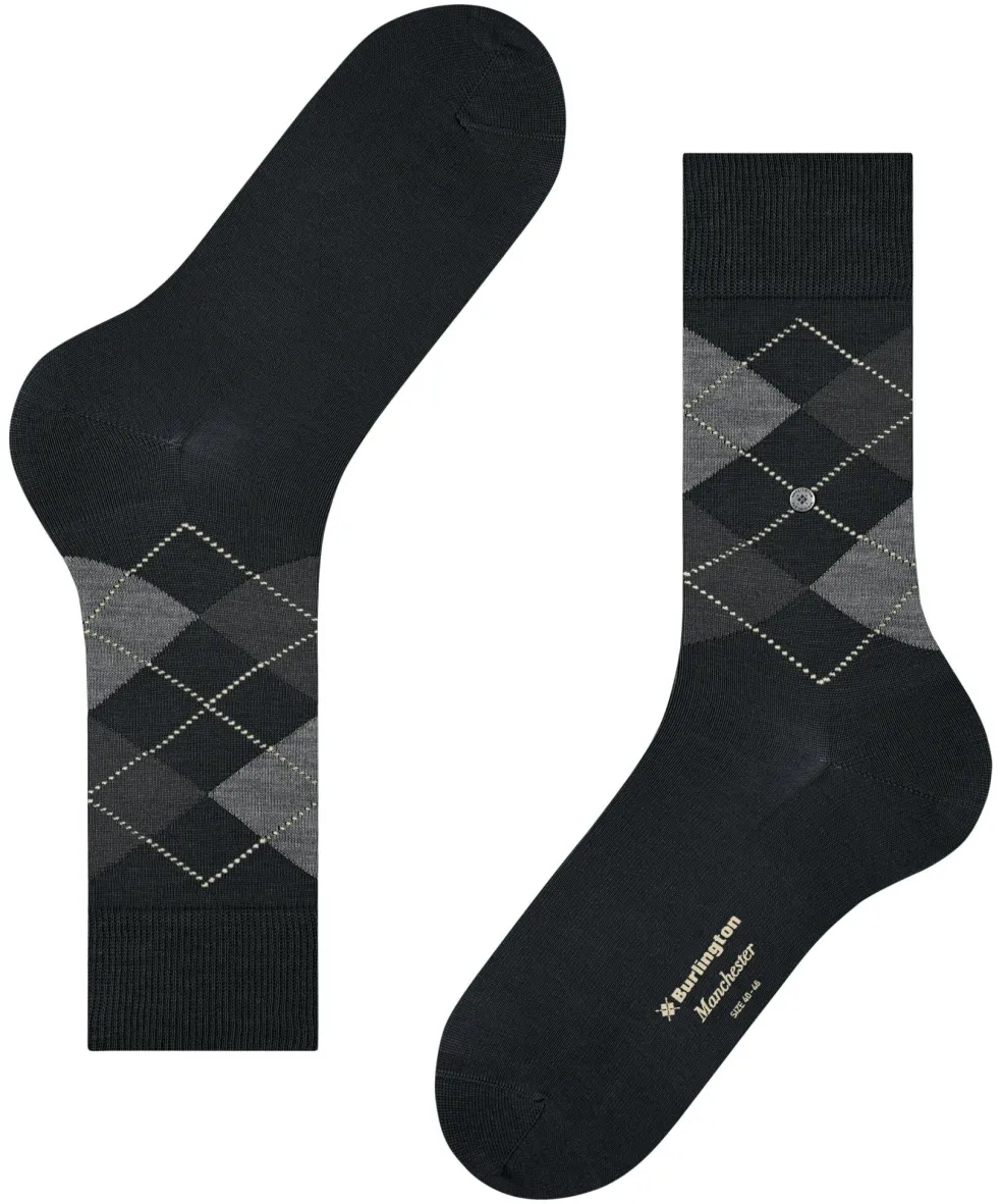Burlington Manchester herensokken, zwart (black)
