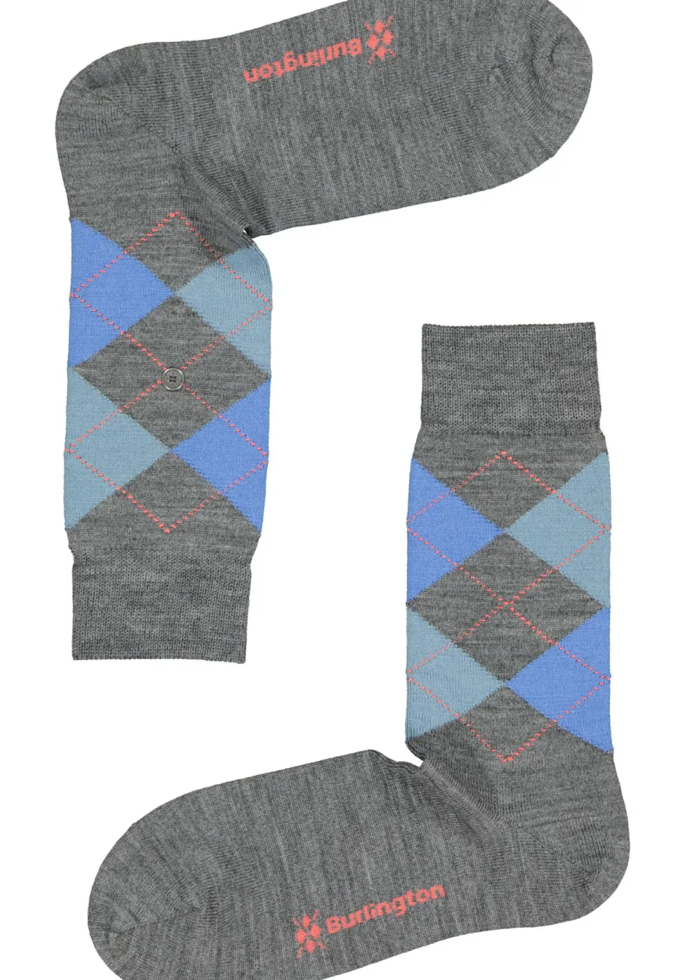 Burlington Marylebone damessokken, wol, grijs melange met blauw