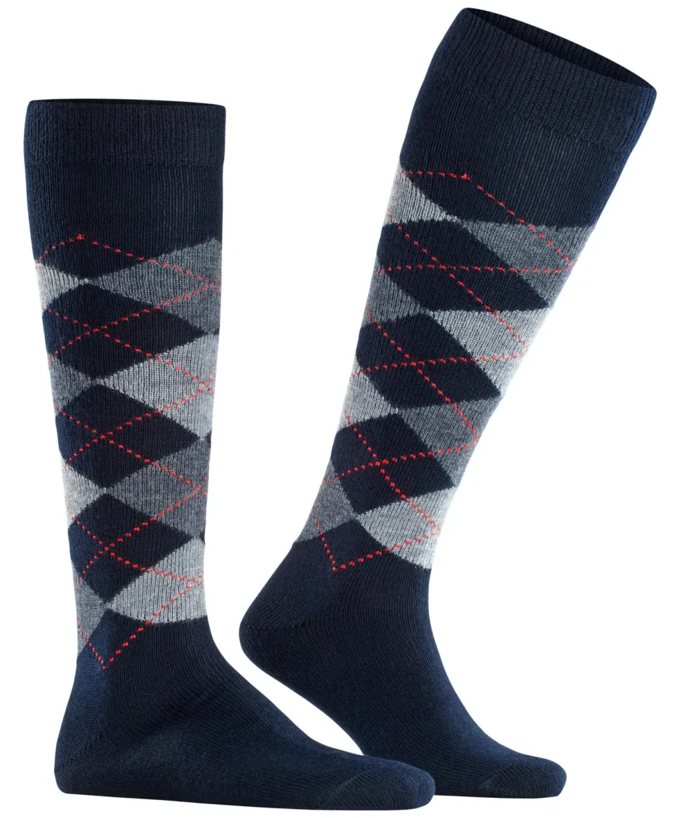 Burlington Preston heren kniekousen, blauw (marine)