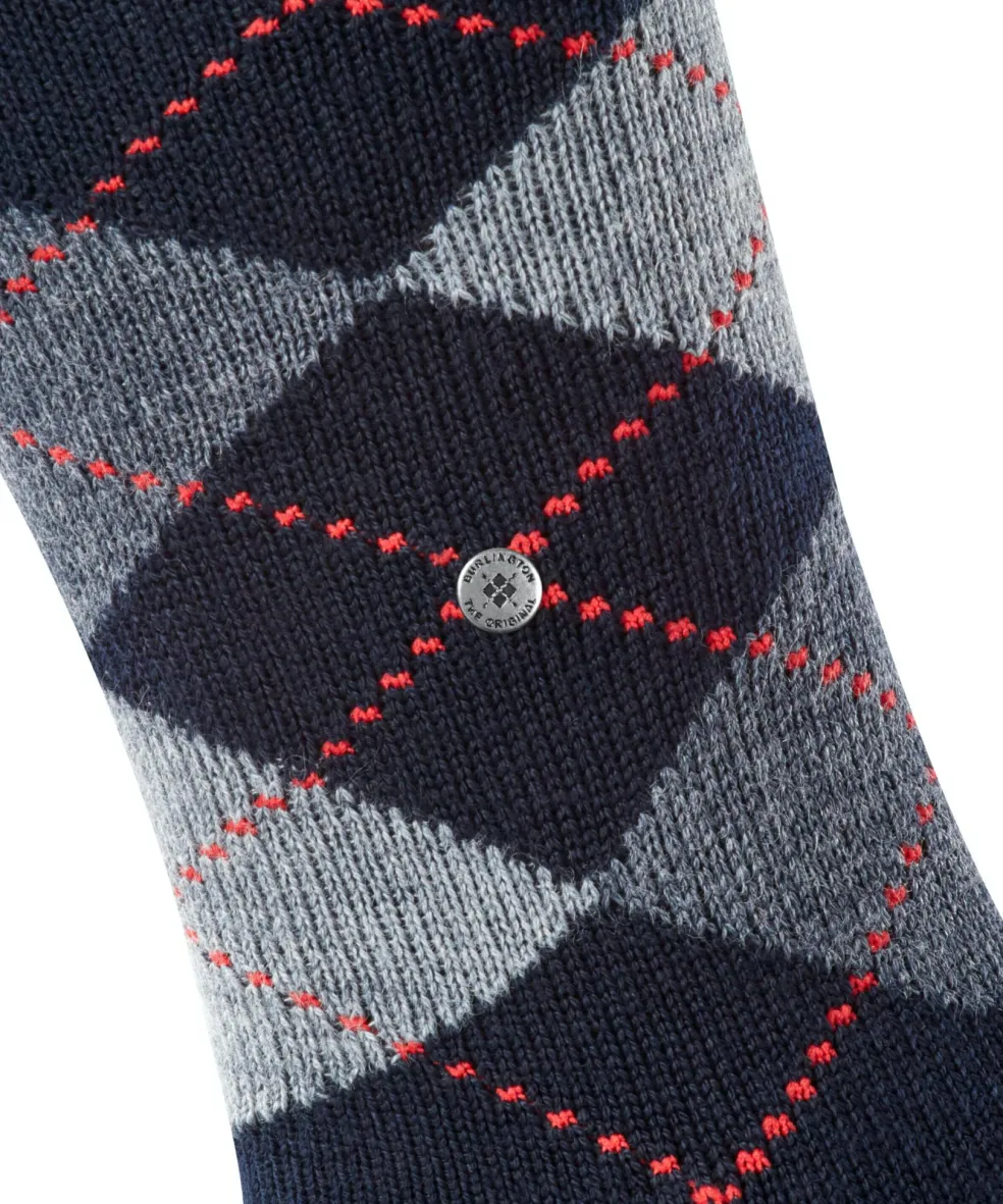 Burlington Preston heren kniekousen, blauw (marine)