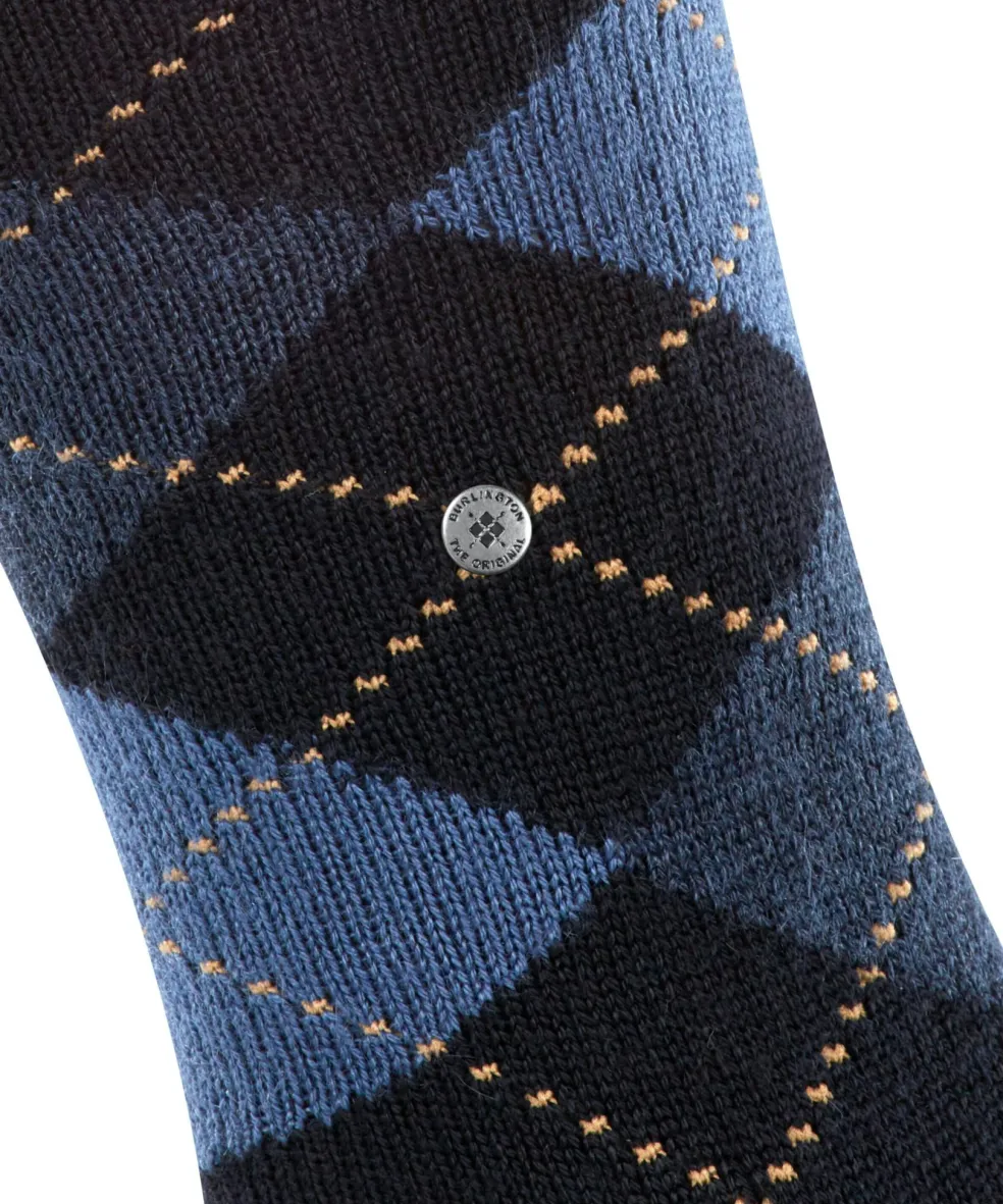 Burlington Preston heren kniekousen, blauw (dark navy)