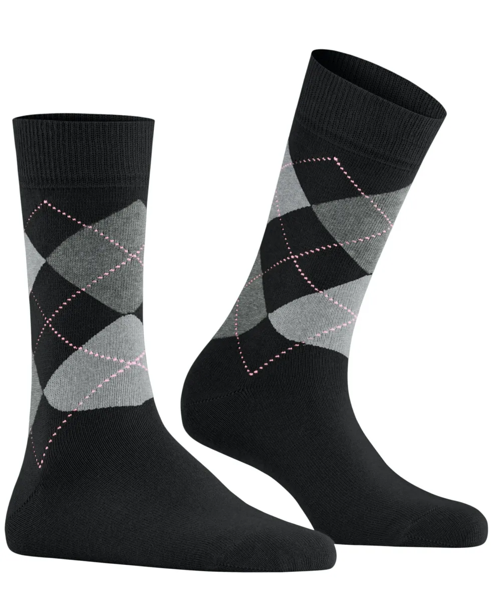 Burlington Queen damessokken, zwart (black-aqua)