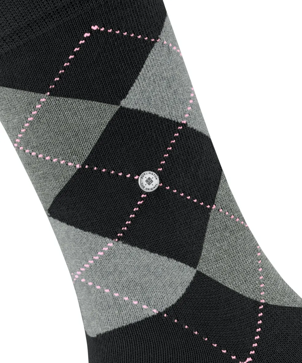 Burlington Queen damessokken, zwart (black-aqua)