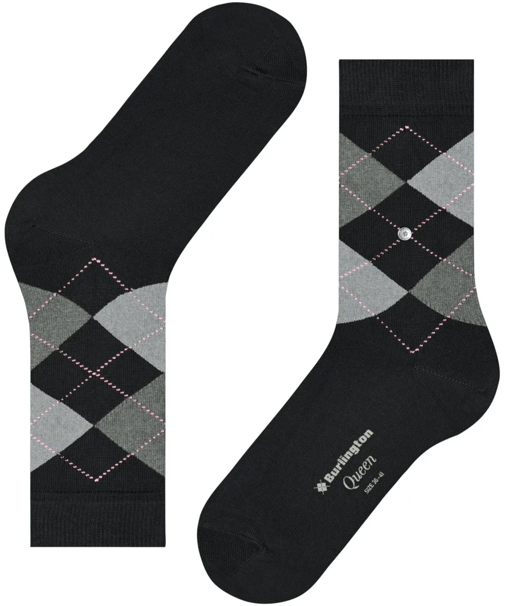 Burlington Queen damessokken, zwart (black-aqua)
