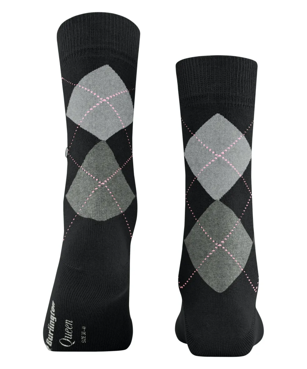Burlington Queen damessokken, zwart (black-aqua)