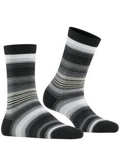 Burlington Stripe damessokken, zwart (black)