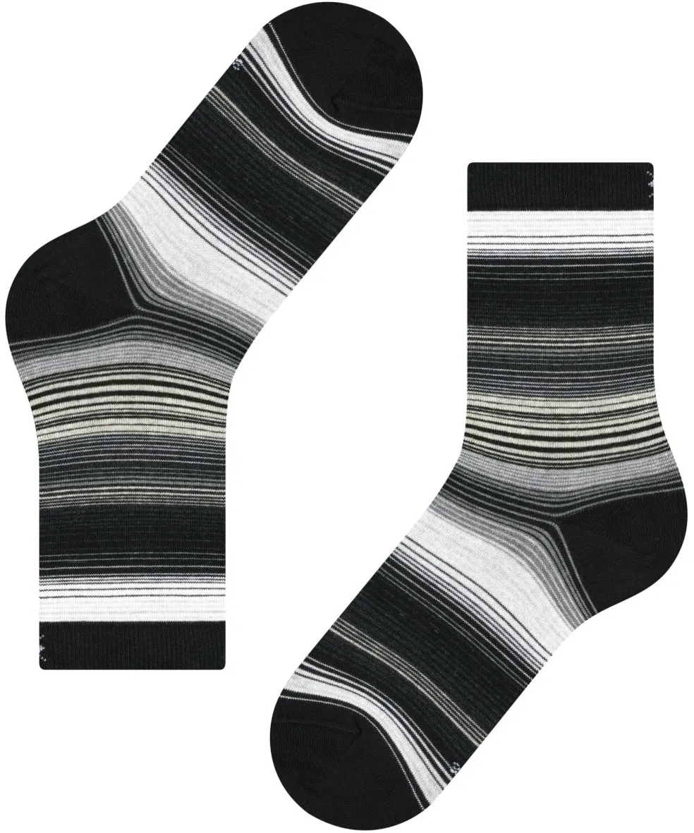 Burlington Stripe damessokken, zwart (black)