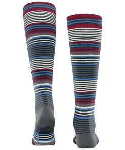 Burlington Stripe heren kniekousen, blauw (marine)