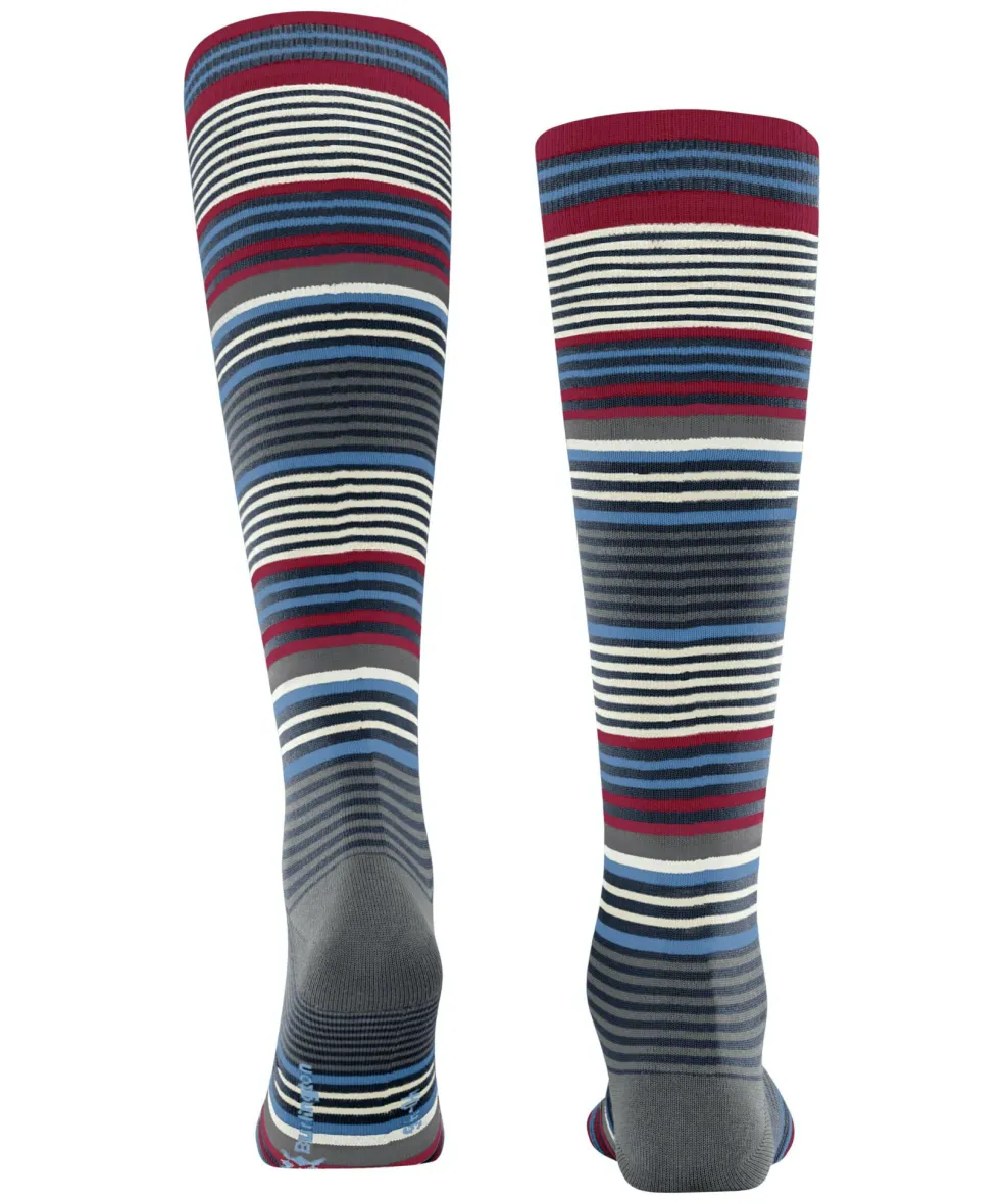 Burlington Stripe heren kniekousen, blauw (marine)