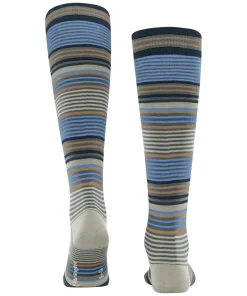 Burlington Stripe heren kniekousen, grijs (dark grey)