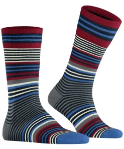 Burlington Stripe herensokken, blauw (marine)