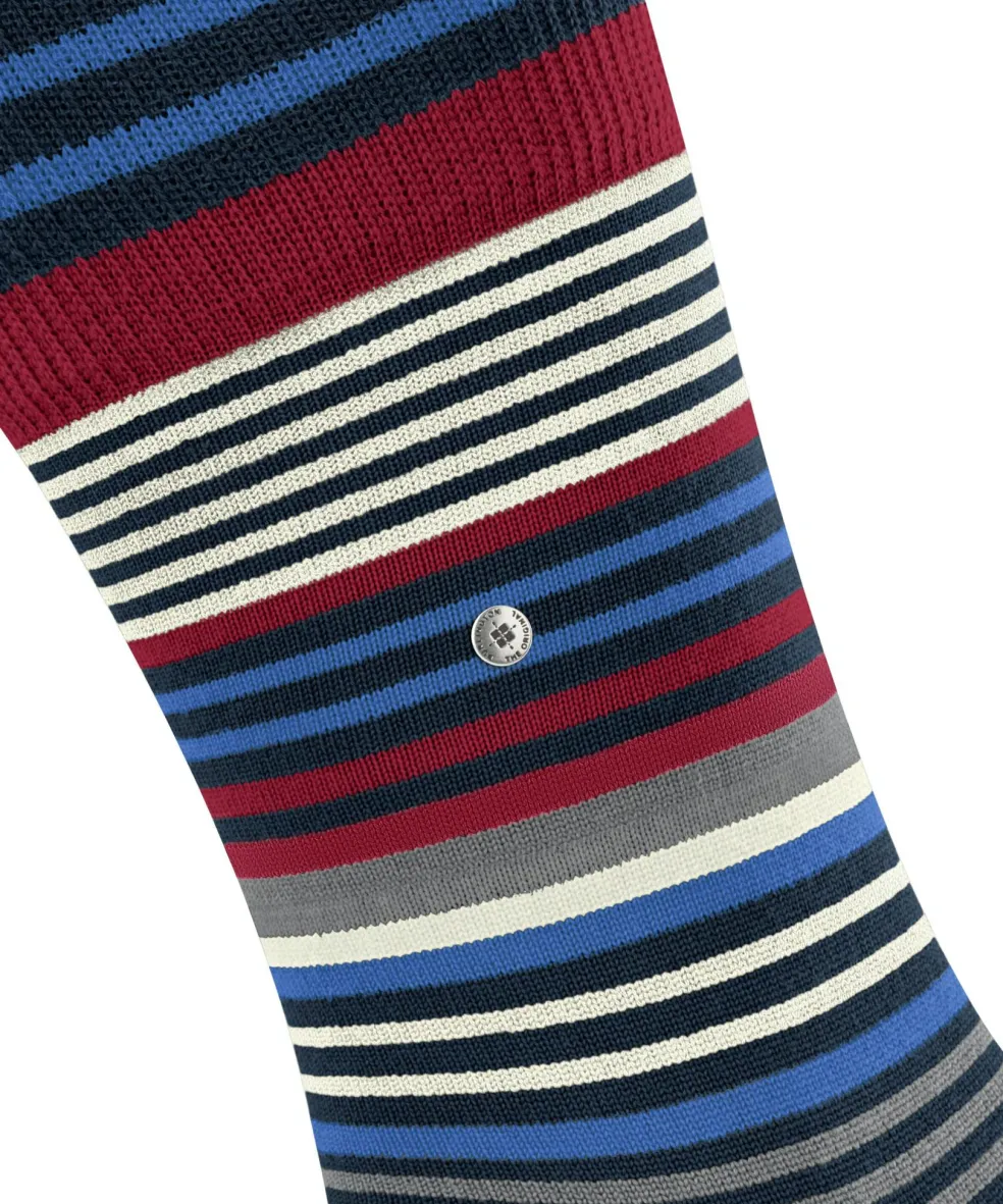 Burlington Stripe herensokken, blauw (marine)