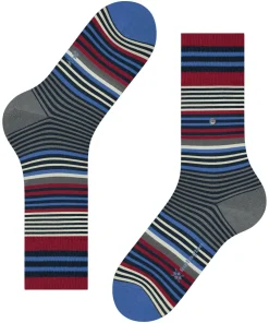 Burlington Stripe herensokken, blauw (marine)