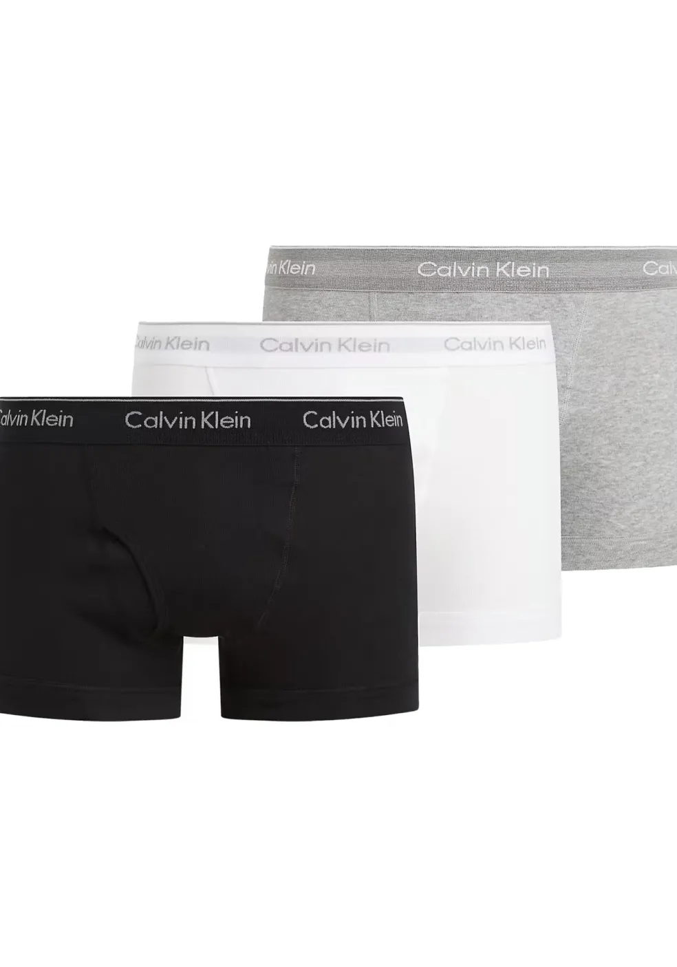 Calvin Klein Cotton Classics Trunks (3-pack), heren boxers normale lengte, zwart, grijs, wit