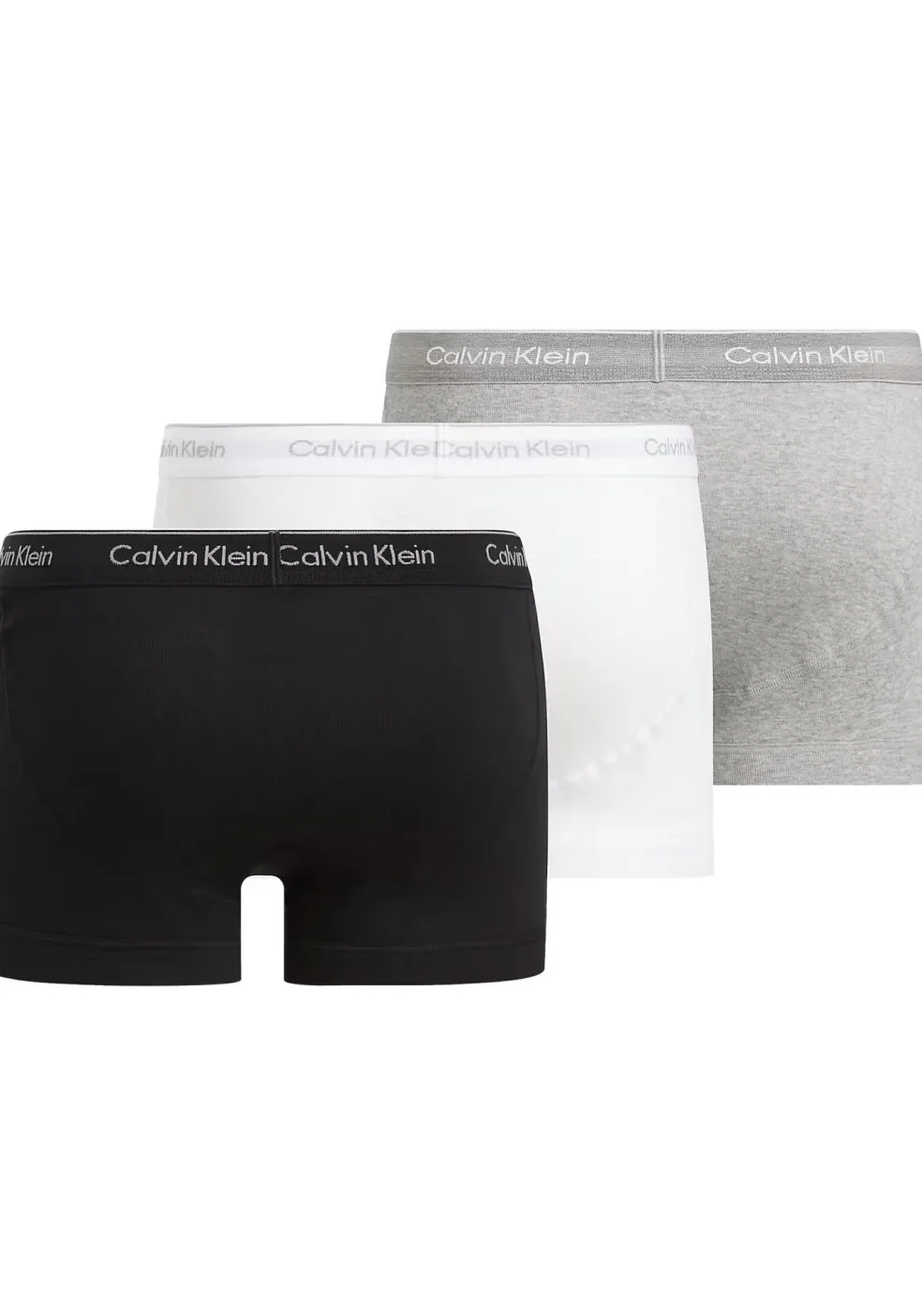 Calvin Klein Cotton Classics Trunks (3-pack), heren boxers normale lengte, zwart, grijs, wit