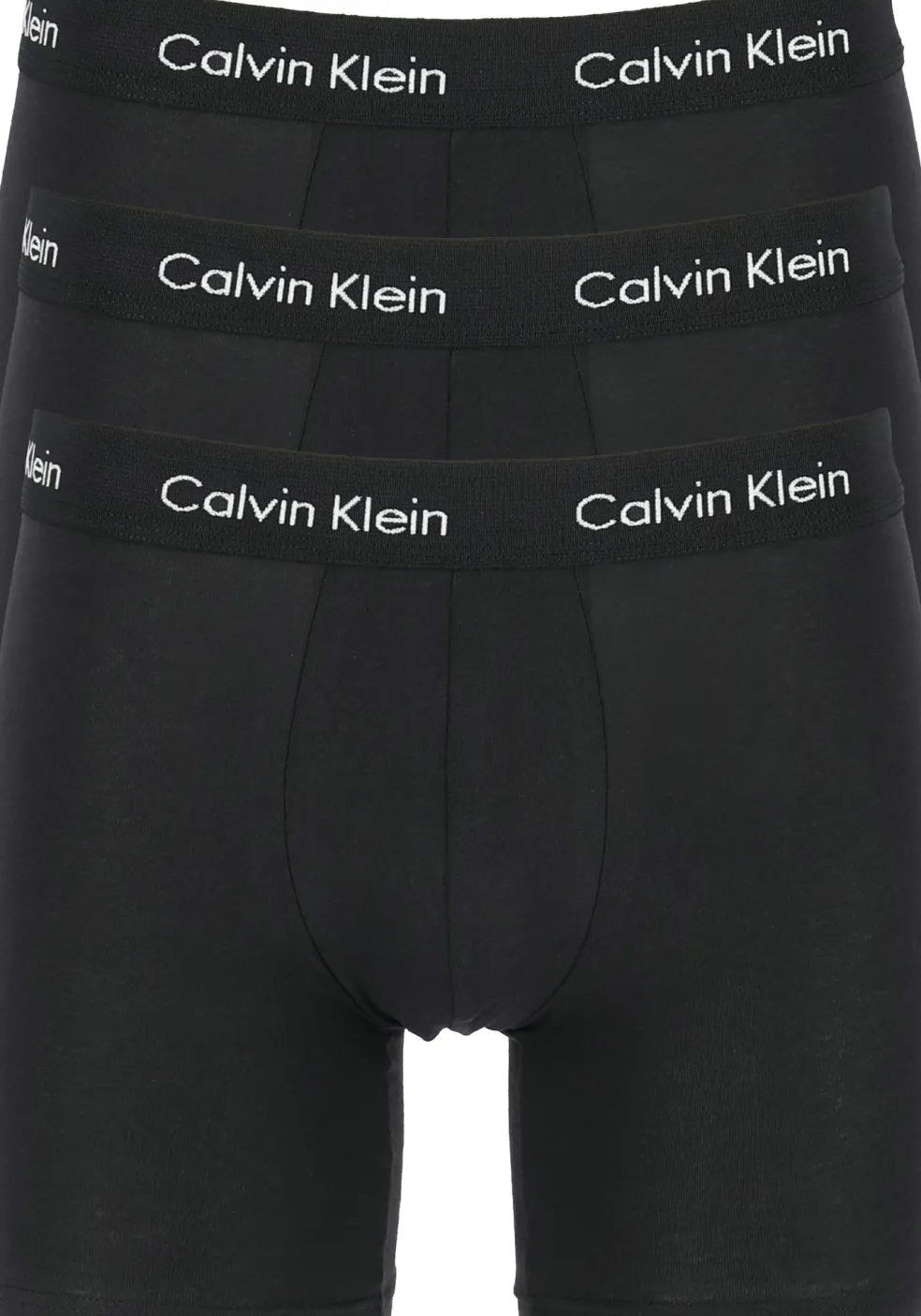 Calvin Klein Cotton Stretch boxer brief (3-pack), heren boxers extra lang, zwart met zwarte tailleband