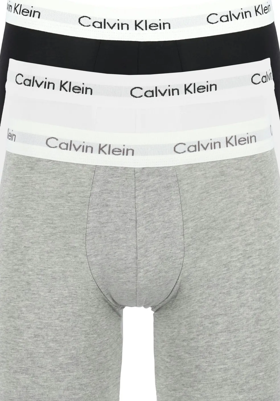 Calvin Klein Cotton Stretch boxer brief (3-pack), heren boxers extra lang, zwart, wit en grijs