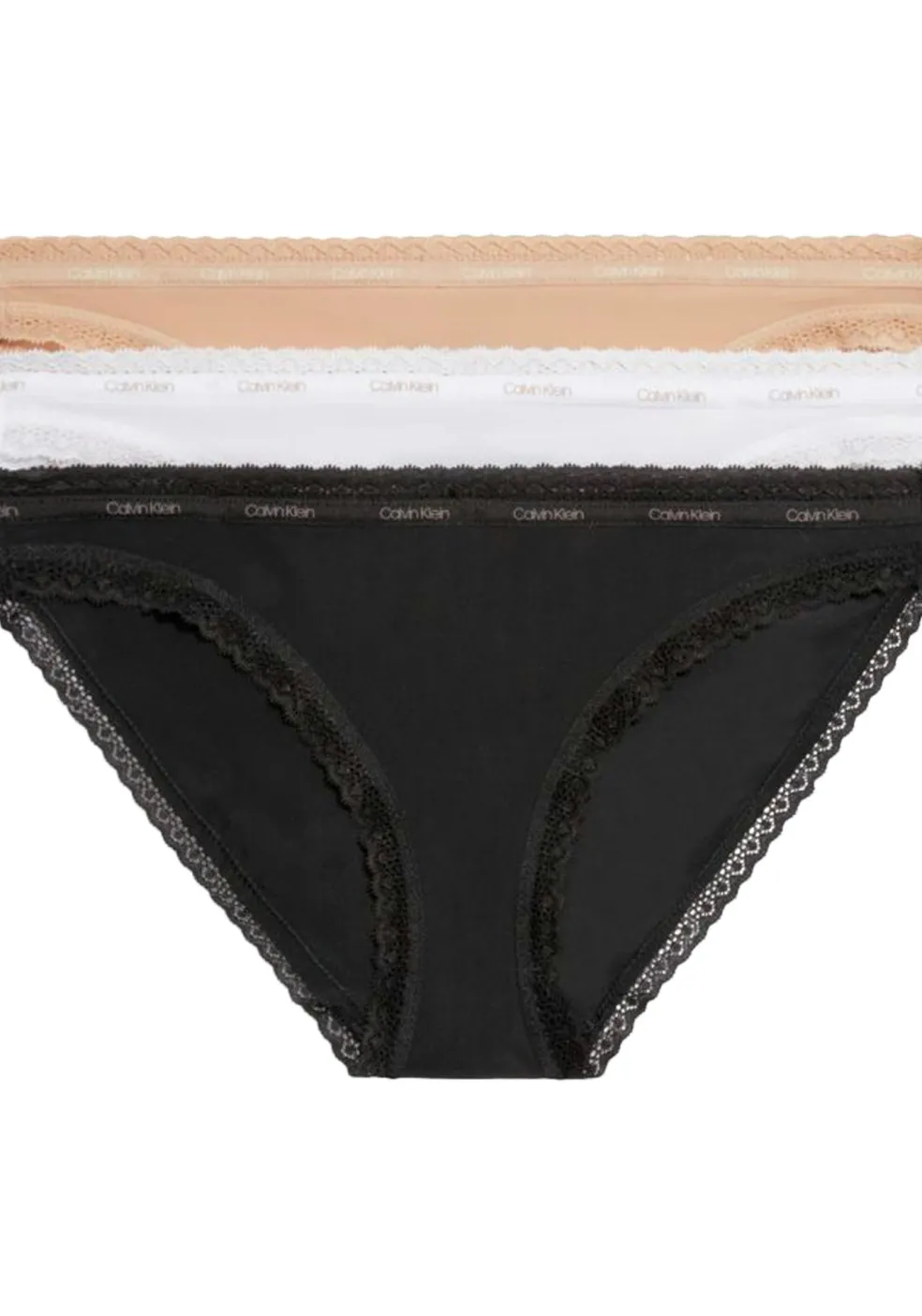 Calvin Klein dames bikini (3-pack), heupslip, wit, zwart, beige