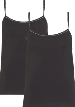 Calvin Klein dames ONE Cotton spaghetti tops (2-pack), zwart