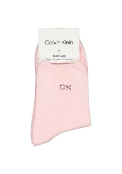 Calvin Klein damessokken Allison (1-pack), enkelsokken met kristal logo, roze