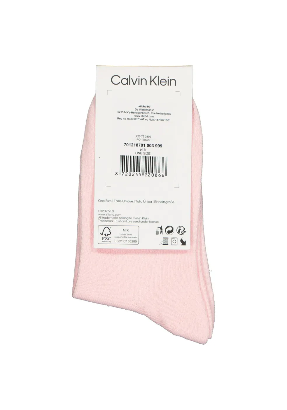Calvin Klein damessokken Allison (1-pack), enkelsokken met kristal logo, roze