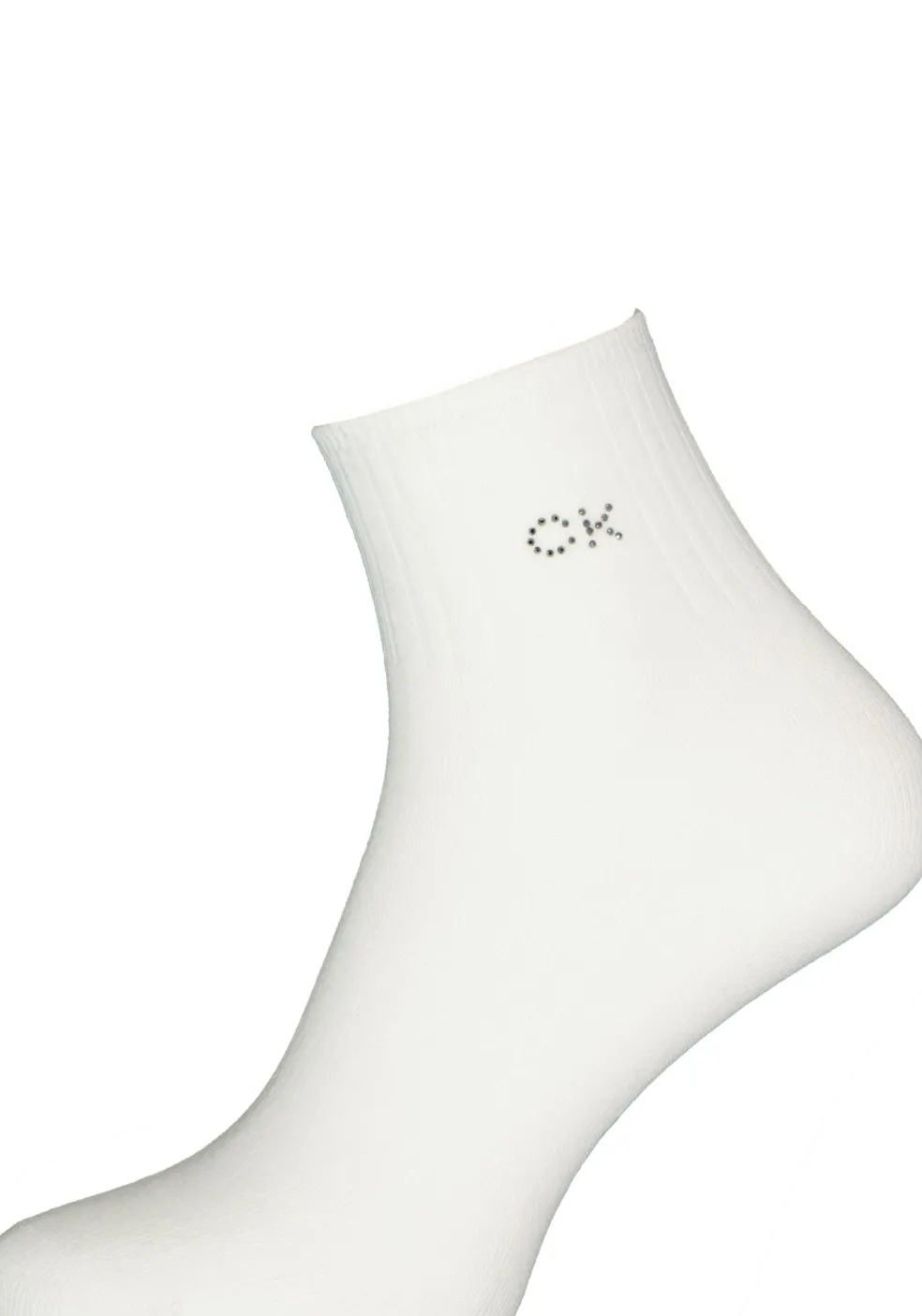 Calvin Klein damessokken Allison (1-pack), enkelsokken met kristal logo, wit