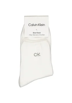 Calvin Klein damessokken Allison (1-pack), enkelsokken met kristal logo, wit