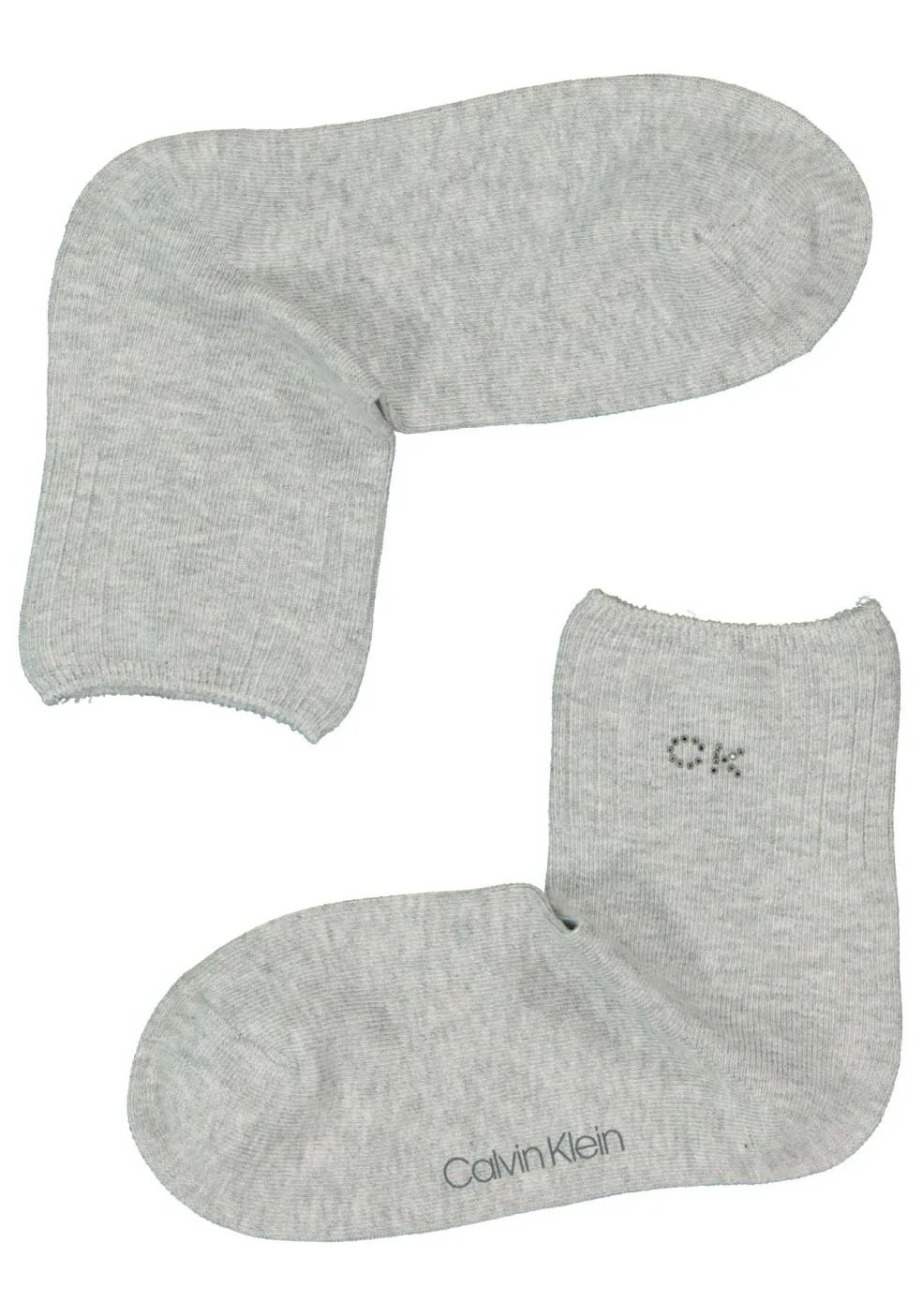 Calvin Klein damessokken Allison (1-pack), enkelsokken met kristal logo, lichtgrijs melange