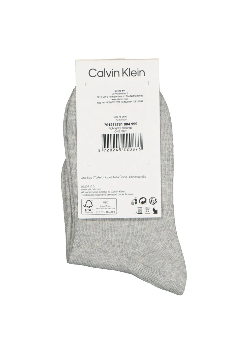 Calvin Klein damessokken Allison (1-pack), enkelsokken met kristal logo, lichtgrijs melange