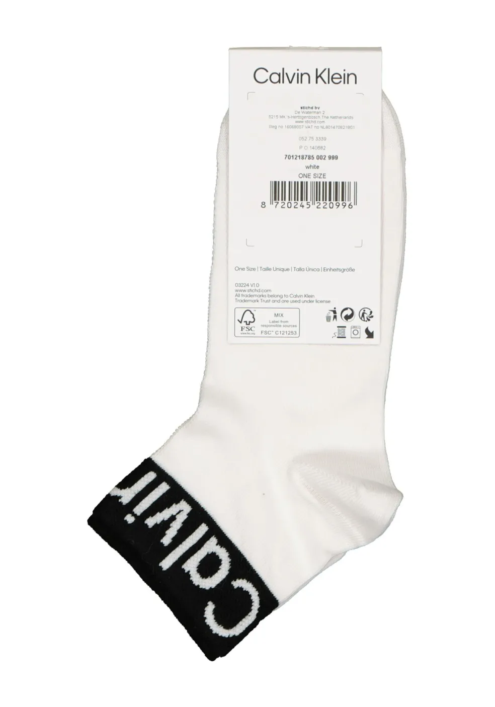 Calvin Klein damessokken Kayla (1-pack), lage logo sokken, wit met zwart