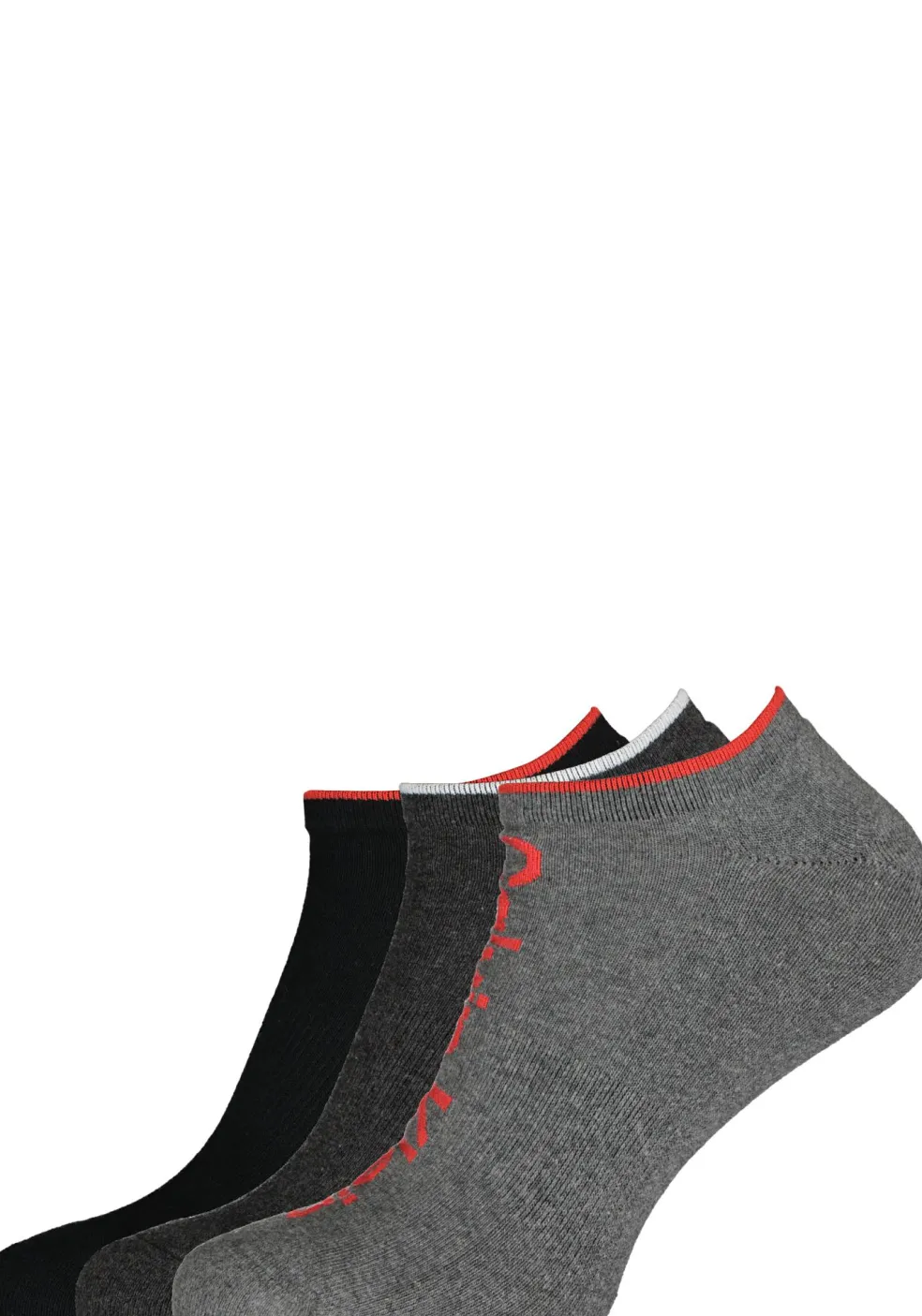 Calvin Klein herensokken Grant (3-pack), onzichtbare lage sportsokken, grijs, zwart en grijs met rood