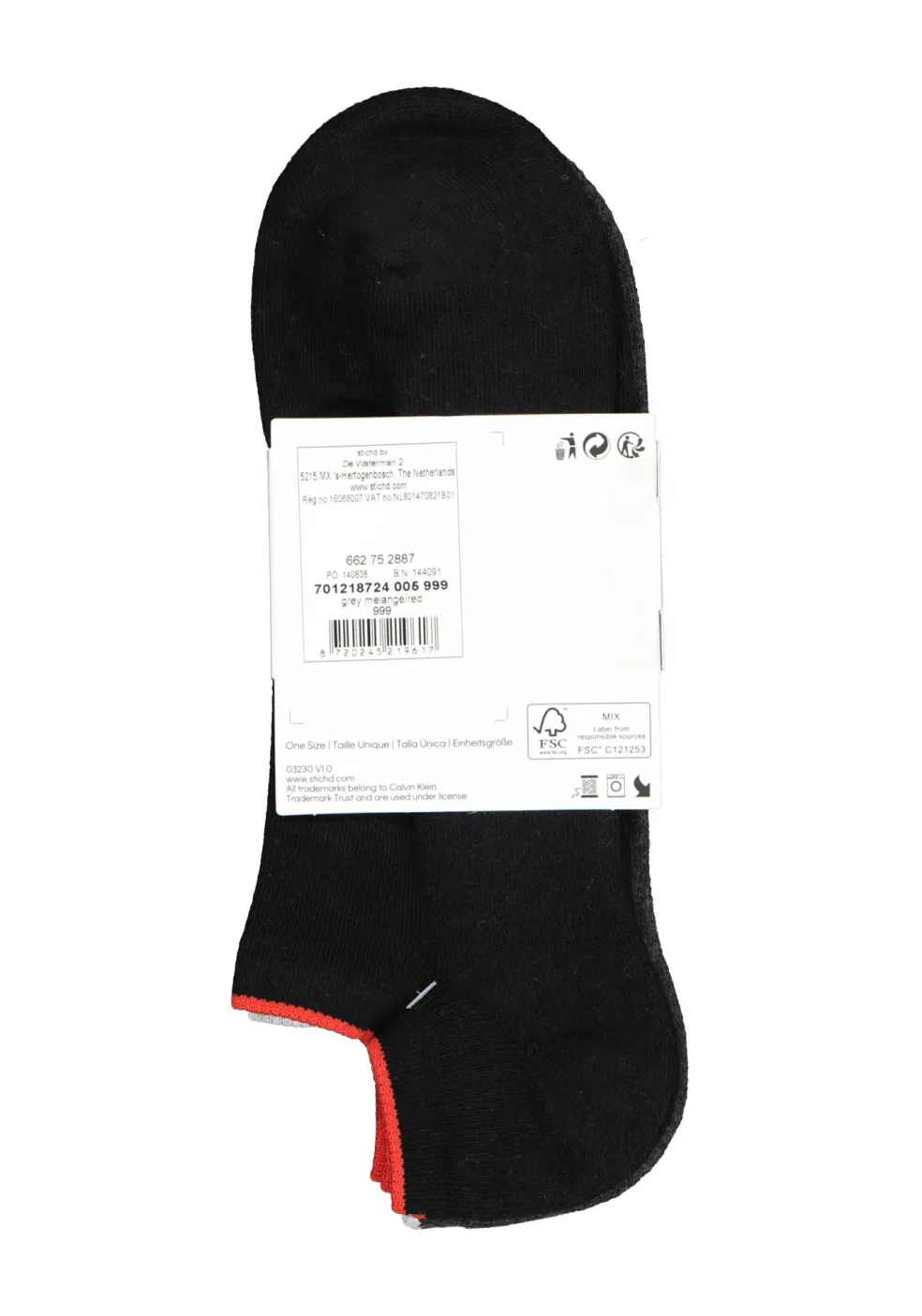 Calvin Klein herensokken Grant (3-pack), onzichtbare lage sportsokken, grijs, zwart en grijs met rood