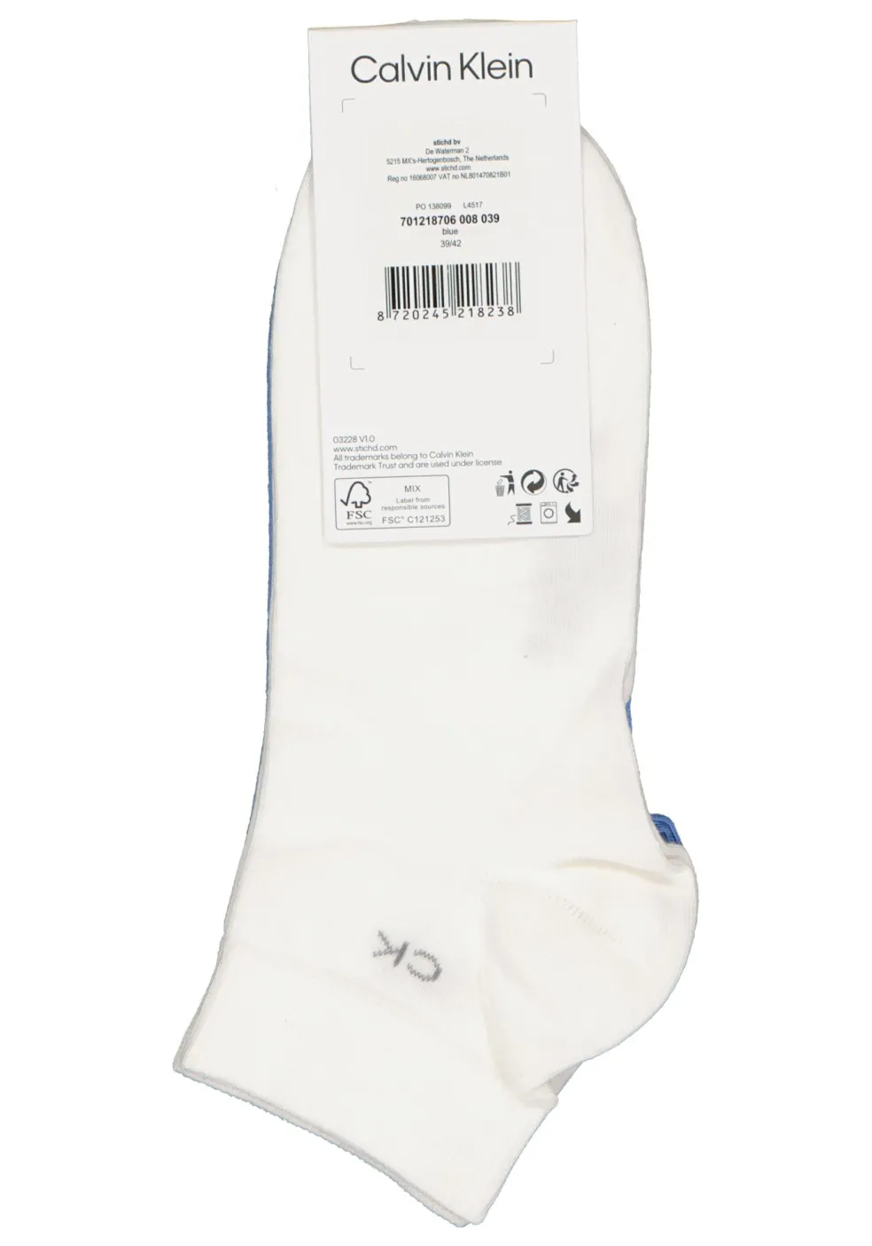 Calvin Klein herensokken Simon (2-pack), hoge enkelsokken, licht- en kobaltblauw
