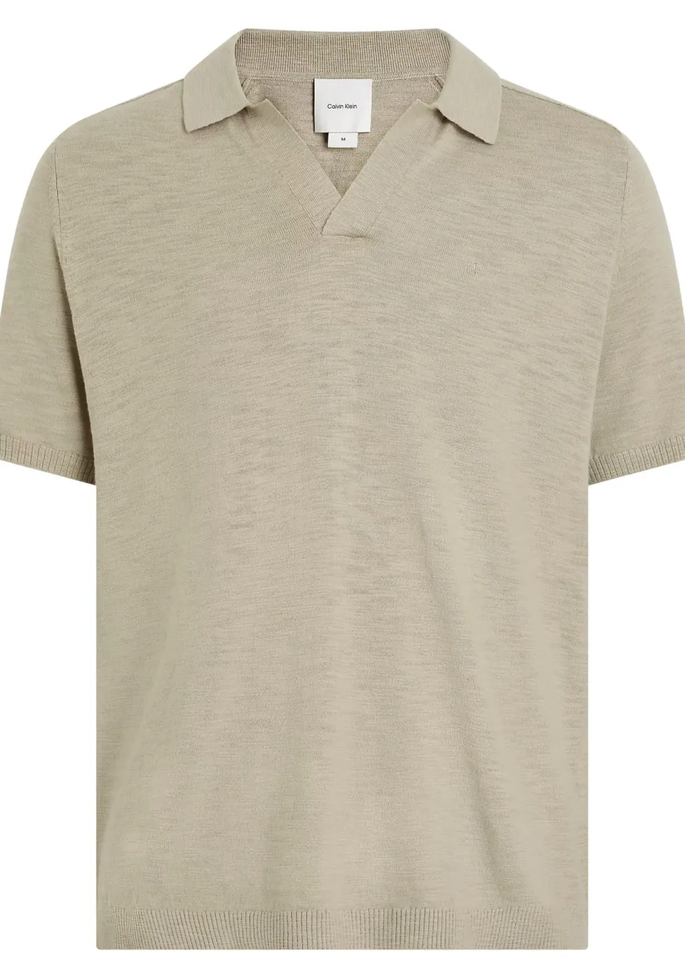 Calvin Klein Knitted Slub Texture Regular Polo, heren poloshirt, beige