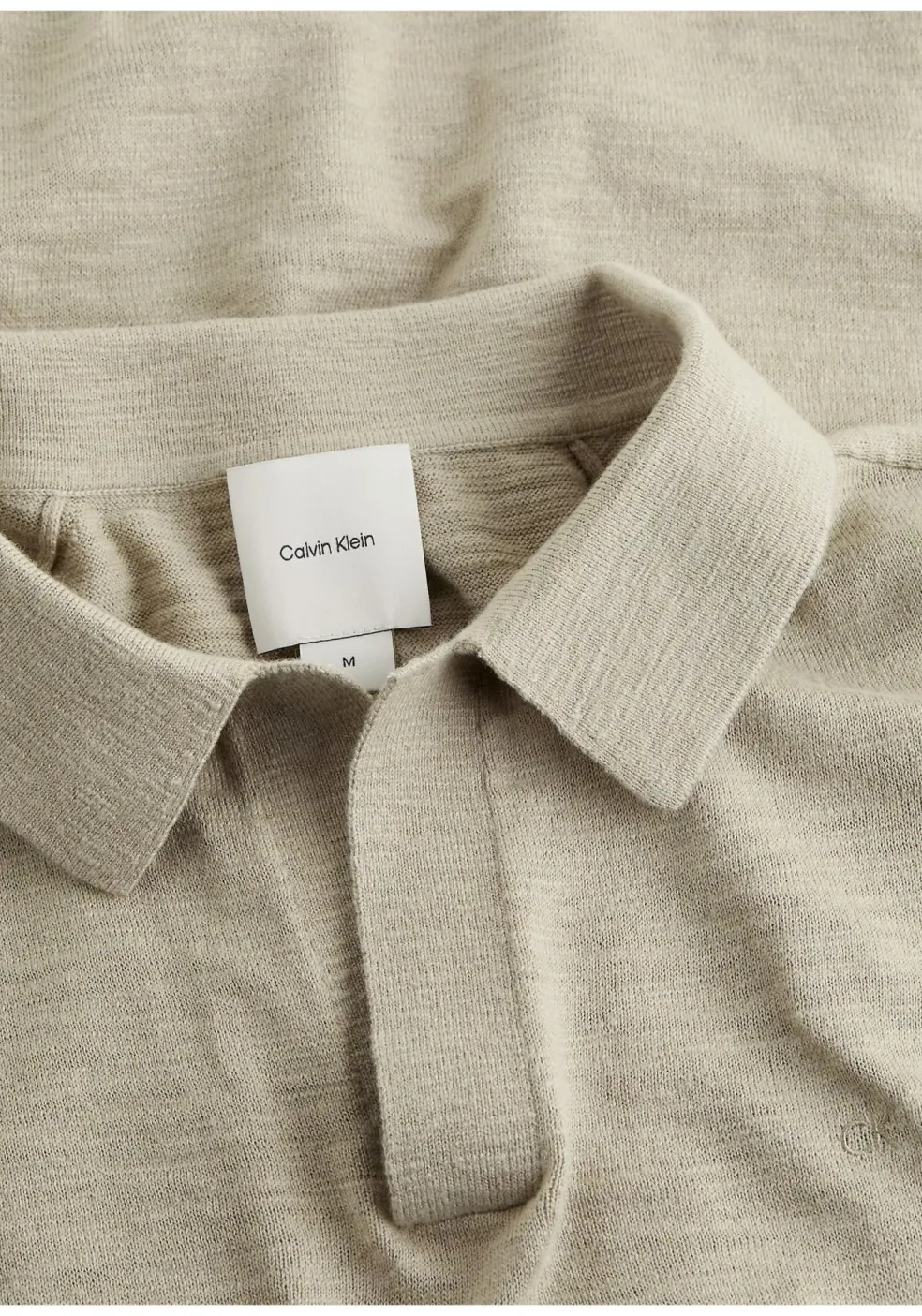 Calvin Klein Knitted Slub Texture Regular Polo, heren poloshirt, beige
