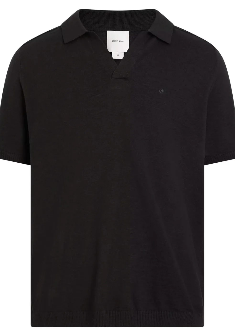 Calvin Klein Knitted Slub Texture Regular Polo, heren poloshirt, zwart
