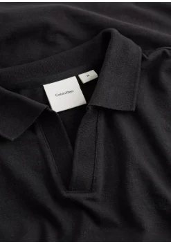 Calvin Klein Knitted Slub Texture Regular Polo, heren poloshirt, zwart