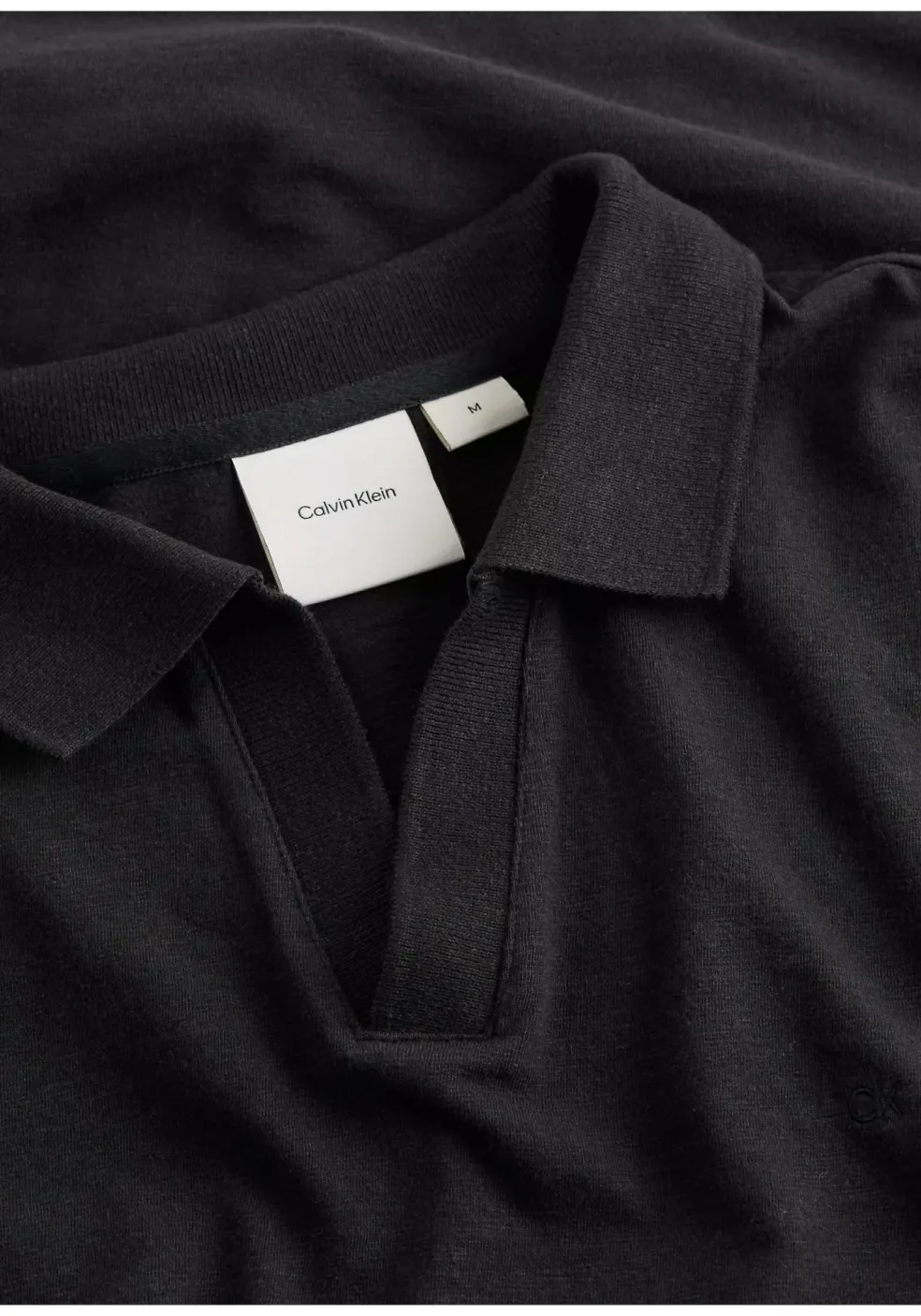 Calvin Klein Knitted Slub Texture Regular Polo, heren poloshirt, zwart