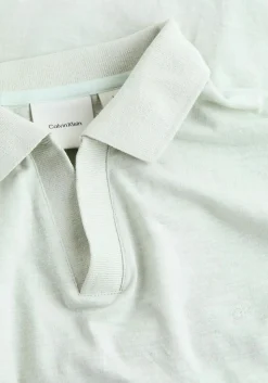 Calvin Klein Linen Cotton Cuban Regular Polo, heren poloshirt, lichtgroen