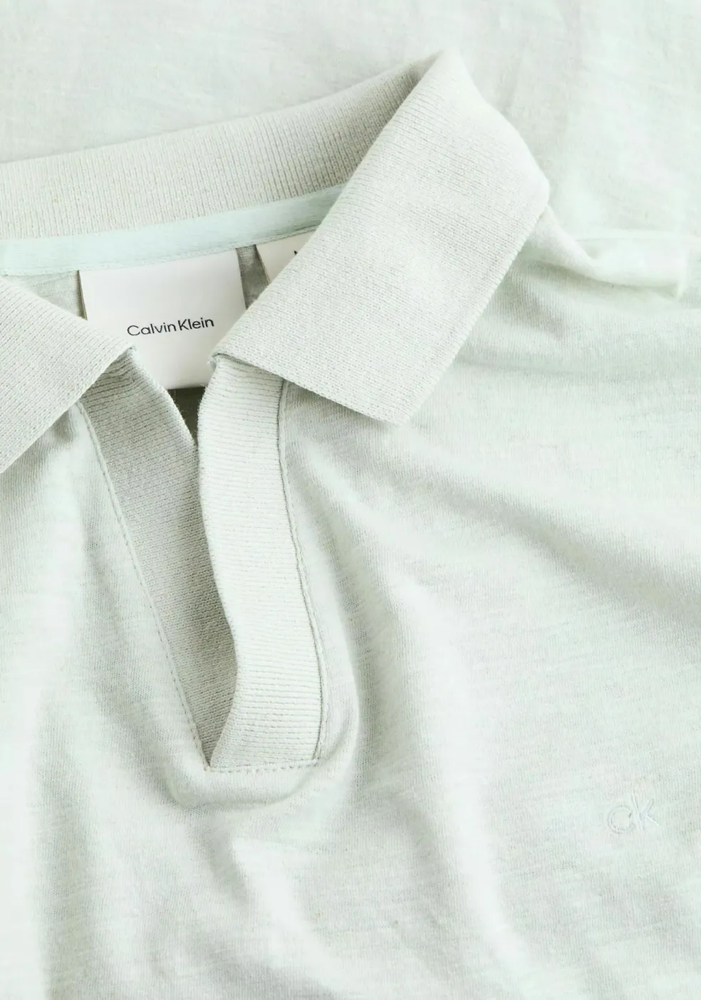 Calvin Klein Linen Cotton Cuban Regular Polo, heren poloshirt, lichtgroen
