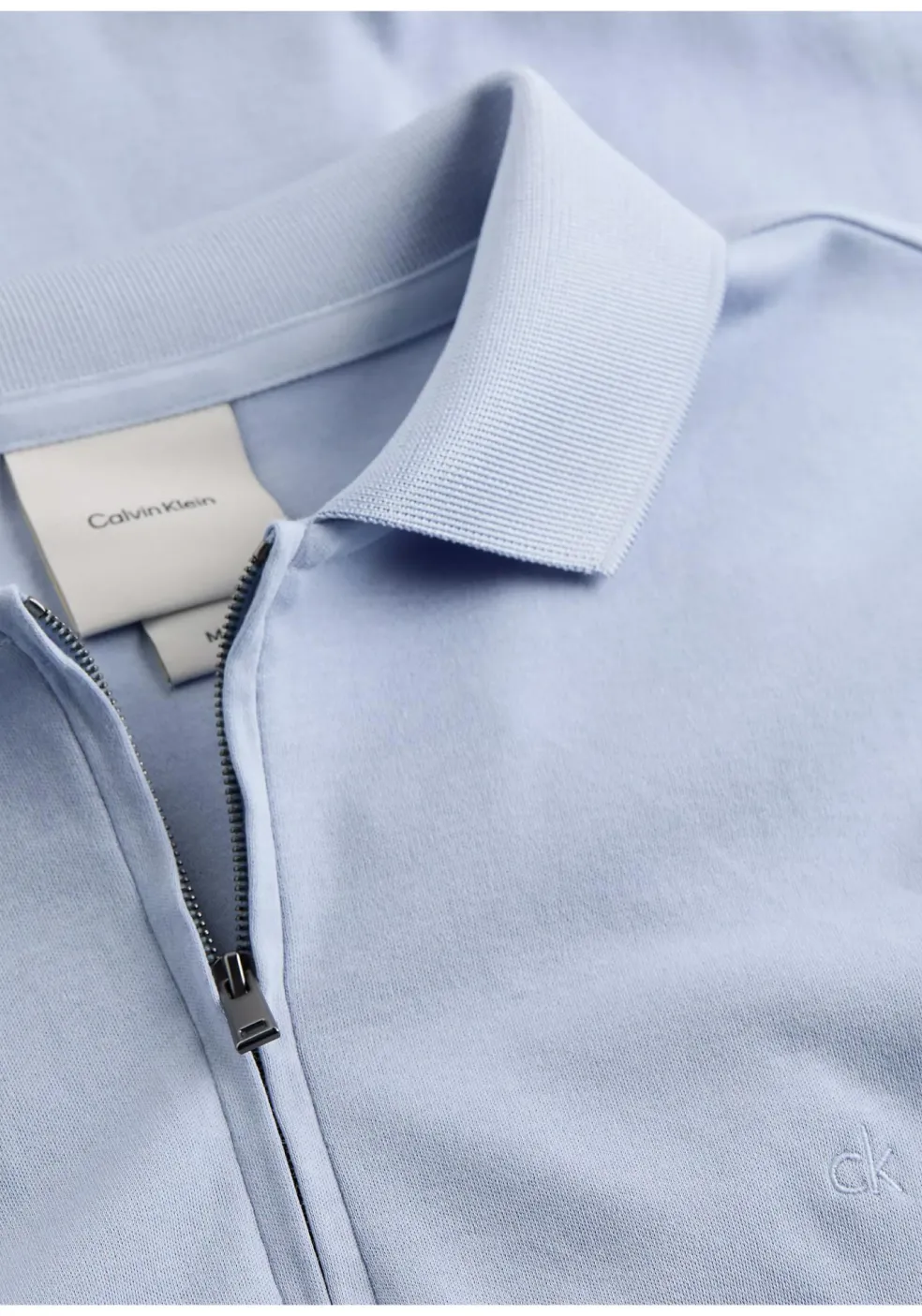 Calvin Klein Liquid Touch Zip Regular Polo, heren poloshirt, blauw