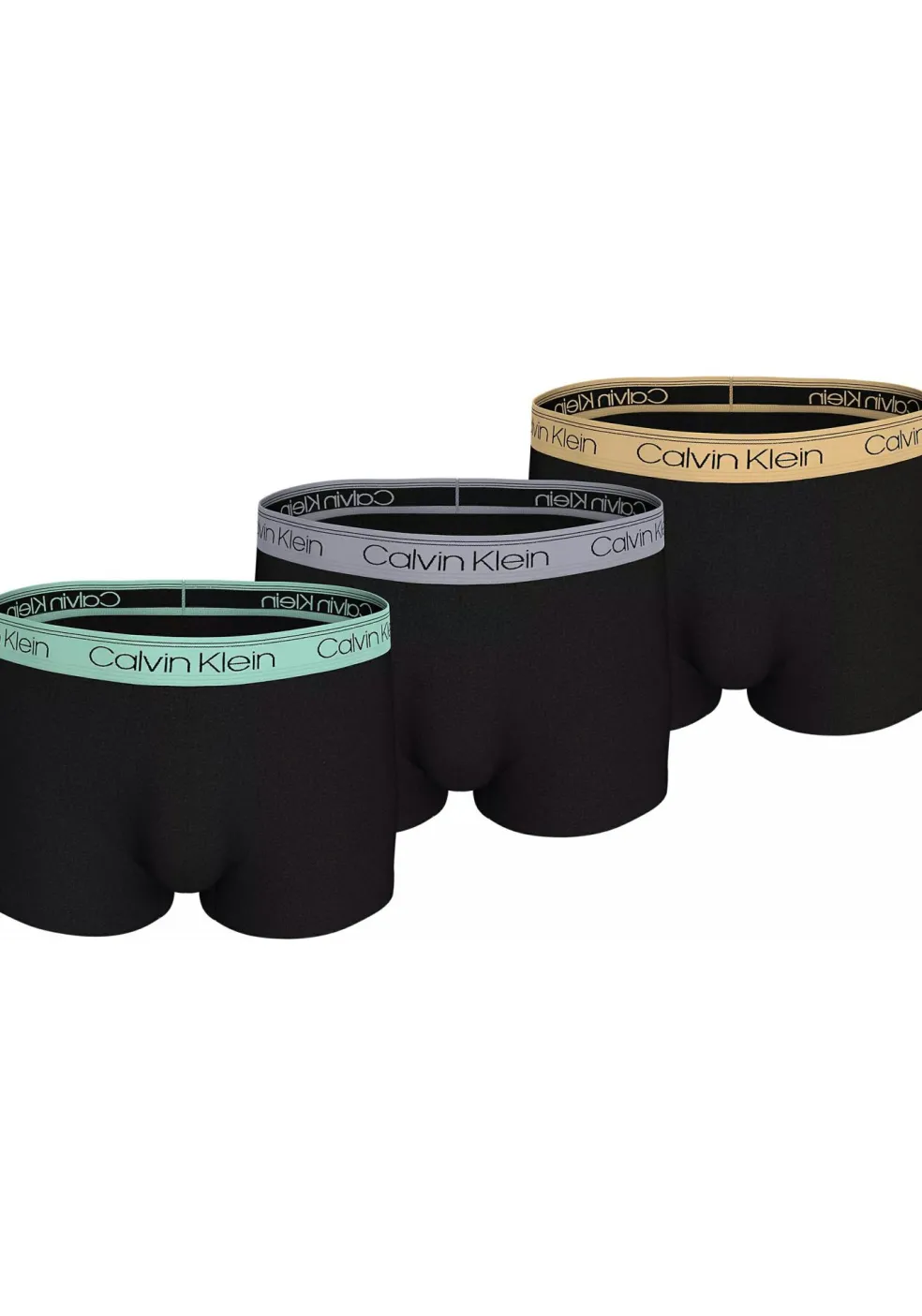 Calvin Klein Low Rise trunks (3-pack), lage heren boxers kort, zwart met gekleurde tailleband