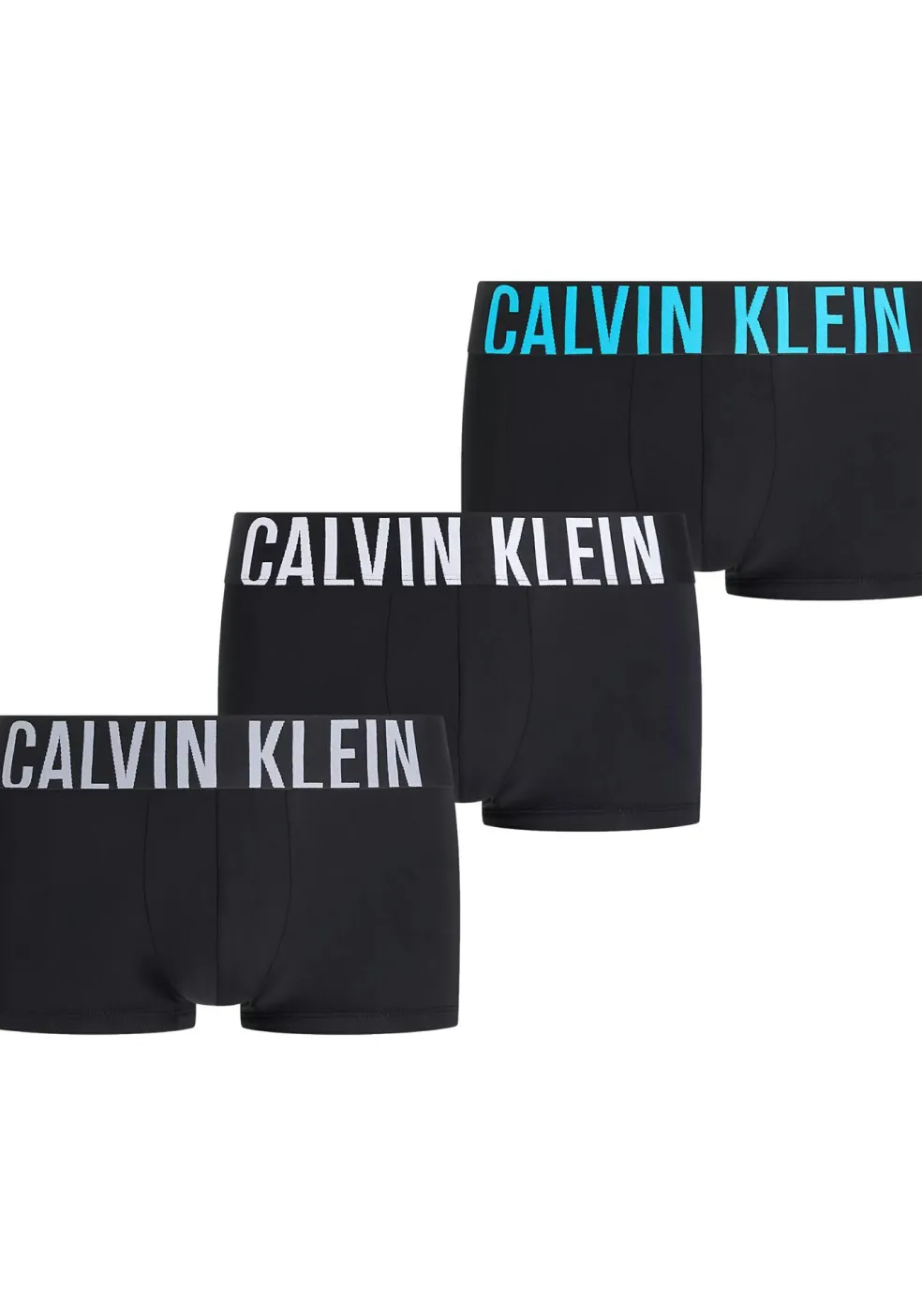 Calvin Klein Low Rise trunks (3-pack), lage heren boxers kort, zwart met gekleurde tailleband