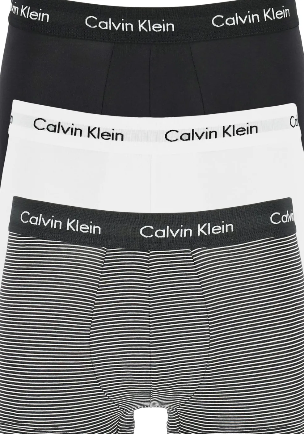 Calvin Klein low rise trunks (3-pack), lage heren boxers kort, zwart, wit en gestreept
