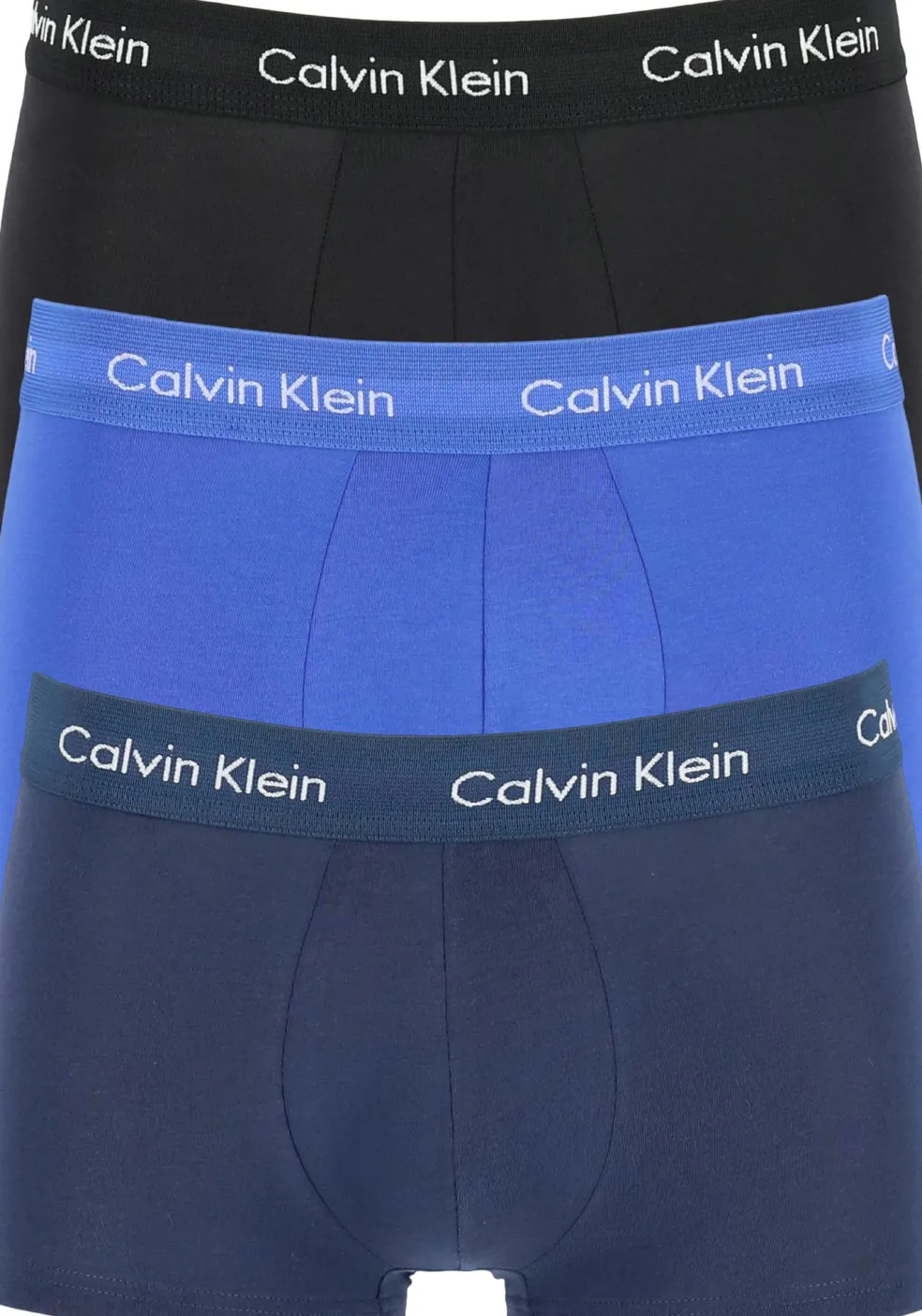 Calvin Klein low rise trunks (3-pack), lage heren boxers kort, kobalt, navy en zwart