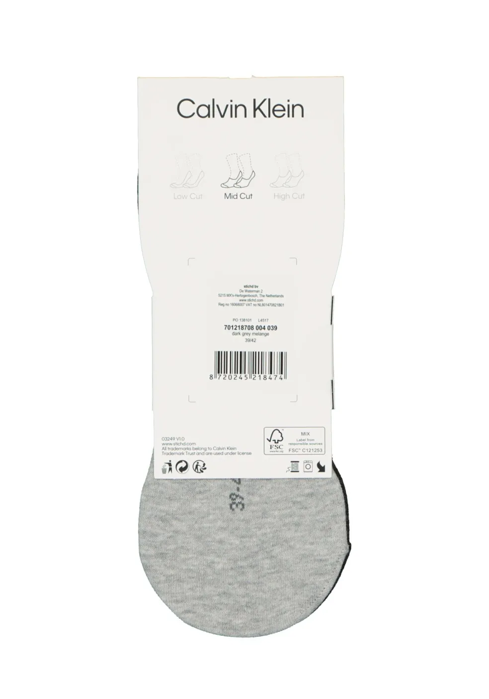 Calvin Klein Luca herensokken (2-pack), onzichtbare sneakersokken, antraciet en grijs
