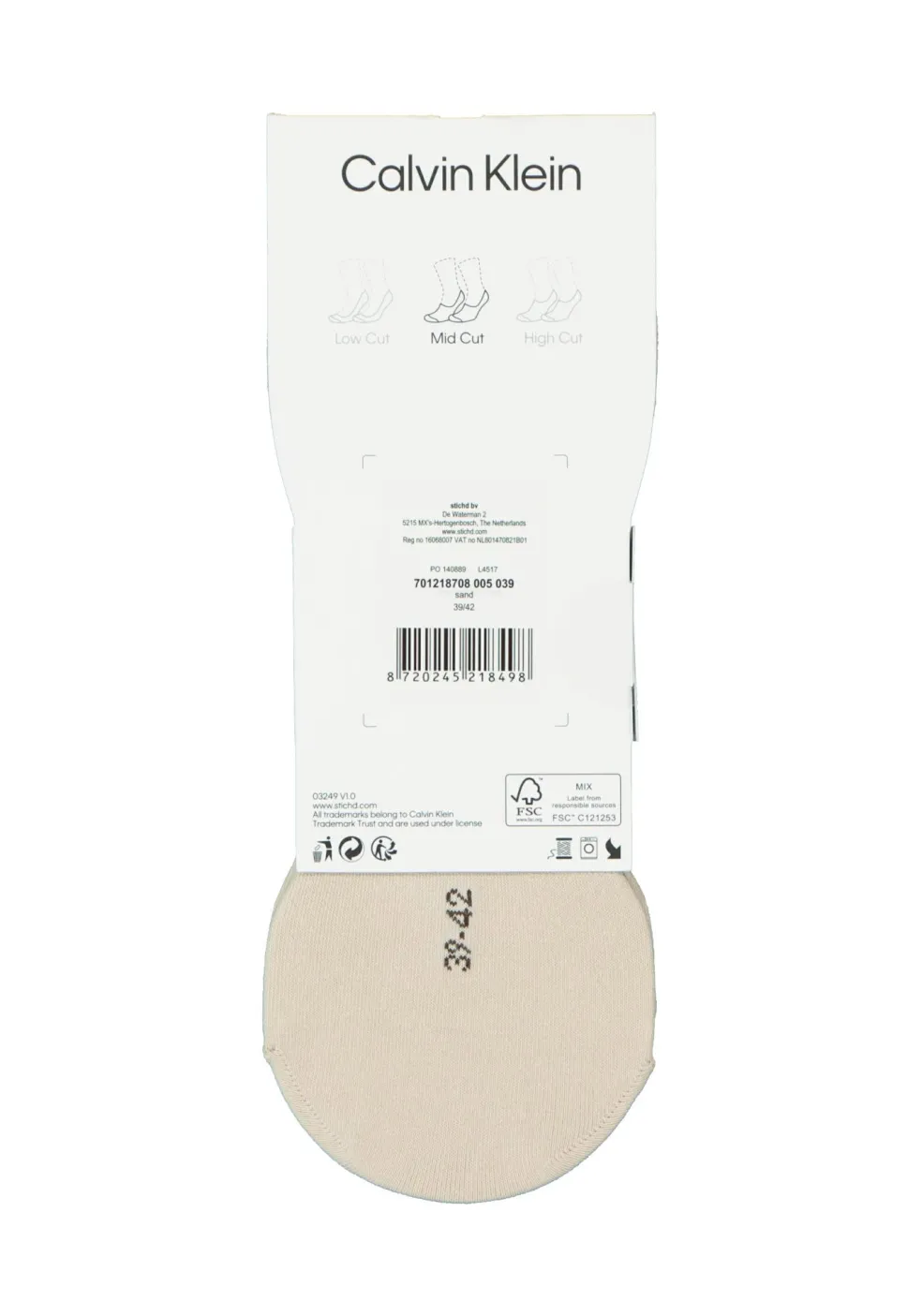 Calvin Klein Luca herensokken (2-pack), onzichtbare sneakersokken, beige