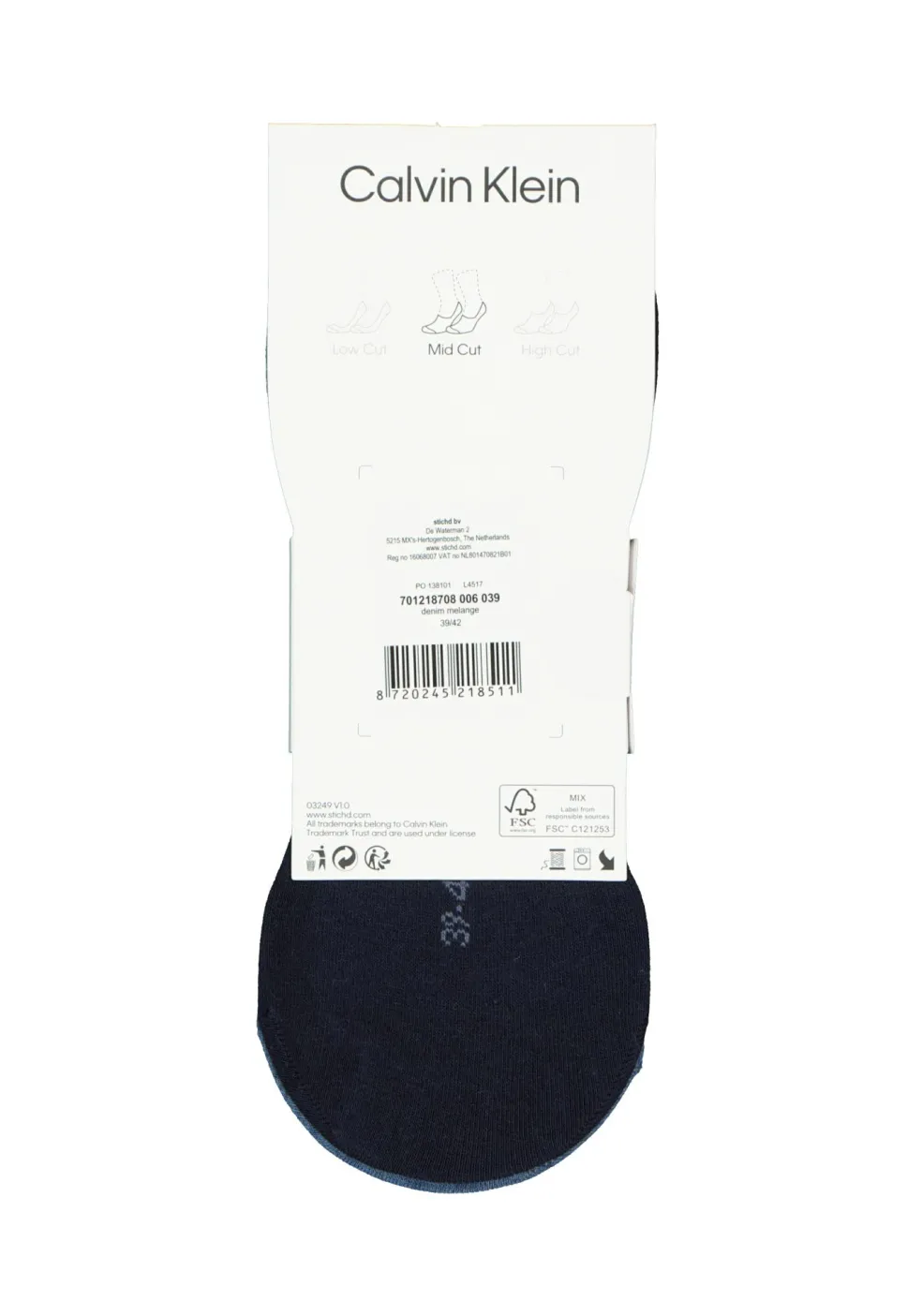 Calvin Klein Luca herensokken (2-pack), onzichtbare sneakersokken, navy en jeansblauw