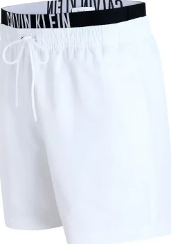 Calvin Klein Medium Drawstring Double Waistband swimshort, heren zwembroek, wit